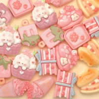 100 pièces de cabochons plats en résine, motifs alimentaires mignons de dessin animé, pour scrapbooking, bijoux DIY, pinces à cheveux, coques de téléphone et pièces de décoration