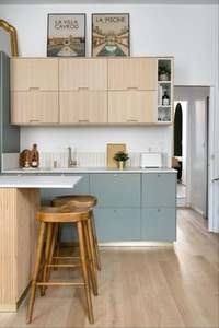 Gabinetes Abiertos Retro Personalizados, Espacio Comercial Pequeño, Microondas Integrado, Personalización Completa para Toda la Casa, Almacenamiento Completo - Product Image 3