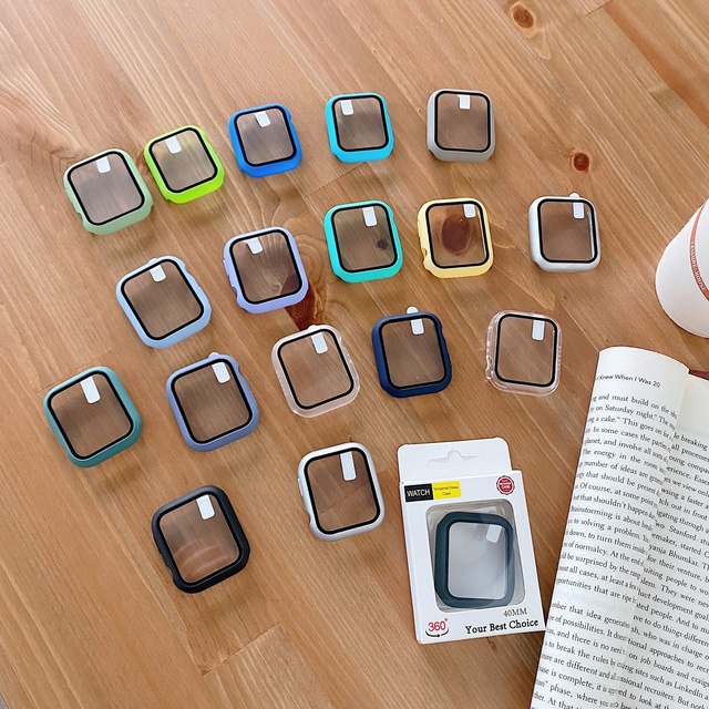 Tempered Glass Cover for Apple Watch Case Screen Protector Apple Watch Accessories Series 9 4 5 6 SE 7 8