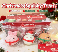 Nouveauté Noël : Jouets anti-stress promotionnels pour enfants, à presser, colorés, à récupération lente, avec expressions amusantes