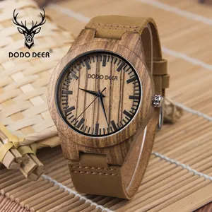 Бренд DODO DEER, оптовая продажа, деревянные часы от производителя, кварцевые часы из натуральной кожи на заказ