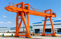 Grue portique à double poutre sur pneus en caoutchouc 25t-50t avec chariot de levage motorisé pour atelier d'entretien
