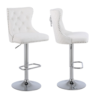 Chaise haute pivotante en métal velours clouté moderne de luxe tabouret de bar pour la maison salon barre arrière réglable directe d'usine