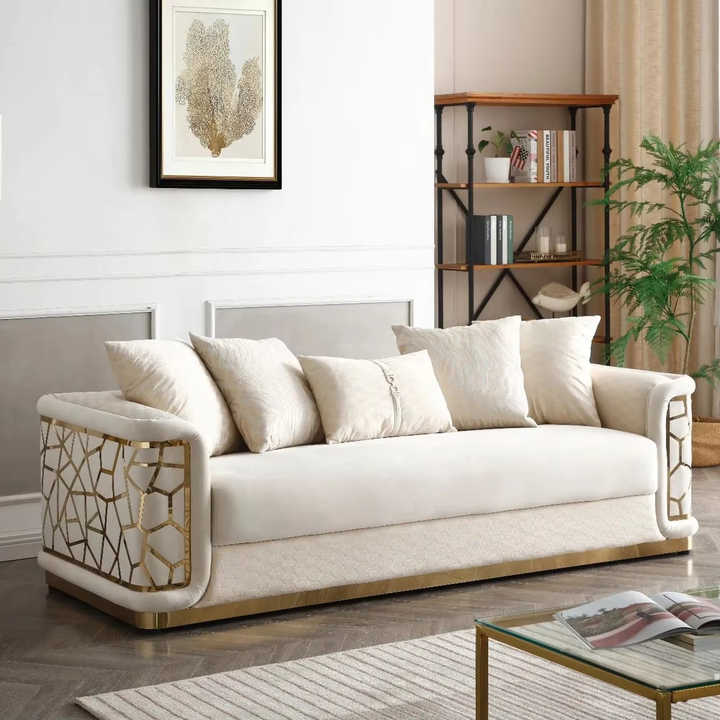 Modern Luxury Velvet Fabric Living Room Sofa Set for Villa Home Office ...