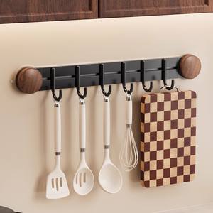 Crochets muraux en bois massif pour cuisine, forme rectangulaire, support de rangement à ventouse pour spatules et cuillères - Product Image 2