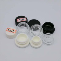 OEM 5ml 10ml 50ml Pot en verre gommeux comestible de stockage d'extraits d'herbes herbacées transparentes avec logo Petit pot rond en verre sec pour fleurs avec couvercle en plastique