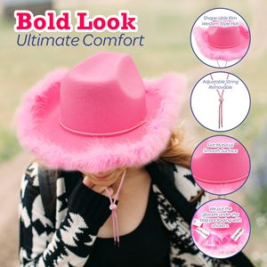 <span class=keywords><strong>Sombrero</strong></span> de Vaquera SOLPOP para Despedida de Soltera, Disfraz de Boda, <span class=keywords><strong>Princesa</strong></span> Vaquera, Color Plateado, Jazz, Rosa, con Plumas - Product Image 2