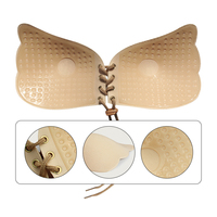 INVISFEEL Cache-tétons Ultra-Fins en Nylon/Coton Imprimé, Doux pour la Peau, Adhésifs, Soutien-Gorge Sans Bretelles avec Cordon
