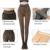 Collants doublés pour femmes, leggings noirs chauds, collants en polaire transparents, collants thermiques épais pour l'hiver