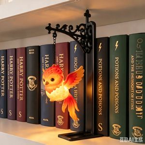 Lampe de chevet hibou magique créative, support de livre suspendu, artisanat en métal décoratif, décoration de la maison, style moderne et minimaliste - Product Image 4