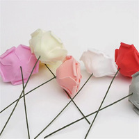 50 buah/pak 8CM busa PE buatan kepala bunga mawar buket pengantin untuk pesta pernikahan dekorasi Scrapbooking DIY