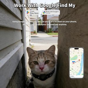 Collar GPS para Mascotas, Rastreador para Gatos, Negro, Impermeable, Bluetooth, Rastreo en Tiempo Real, Compatible con Android, Compatible con Google Find My, Sin Cuota Mensual - Product Image 2