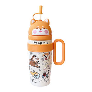 ขวดน้ำเก็บอุณหภูมิรูปแมวน่ารักสำหรับเด็ก พร้อมหลอดและหูหิ้ว 500 มล. สำหรับกลับไปโรงเรียน ซัมเมอร์ 2025 - Product Image 3