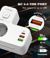 LDNIO SE2337 Nouveau Type C Charge Rapide Bureau 6 Voies Extension Socket Multi UK Power Strip avec Daul Usb