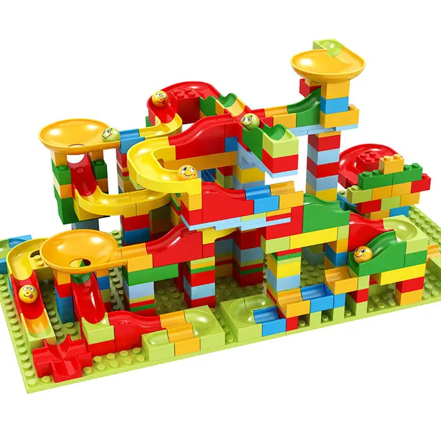 336PCS Marble Race Run Big Block Kompatible Bausteine Trichter Gleit blöcke DIY Big Bricks Spielzeug für Kinder Geschenk