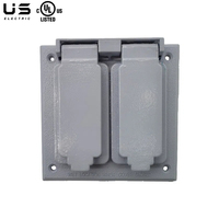Couvercle de dispositif duplex en aluminium PVC gris moulé résistant aux intempéries IP65 2-Gang Prise verticale surdimensionnée avec joint d'étanchéité