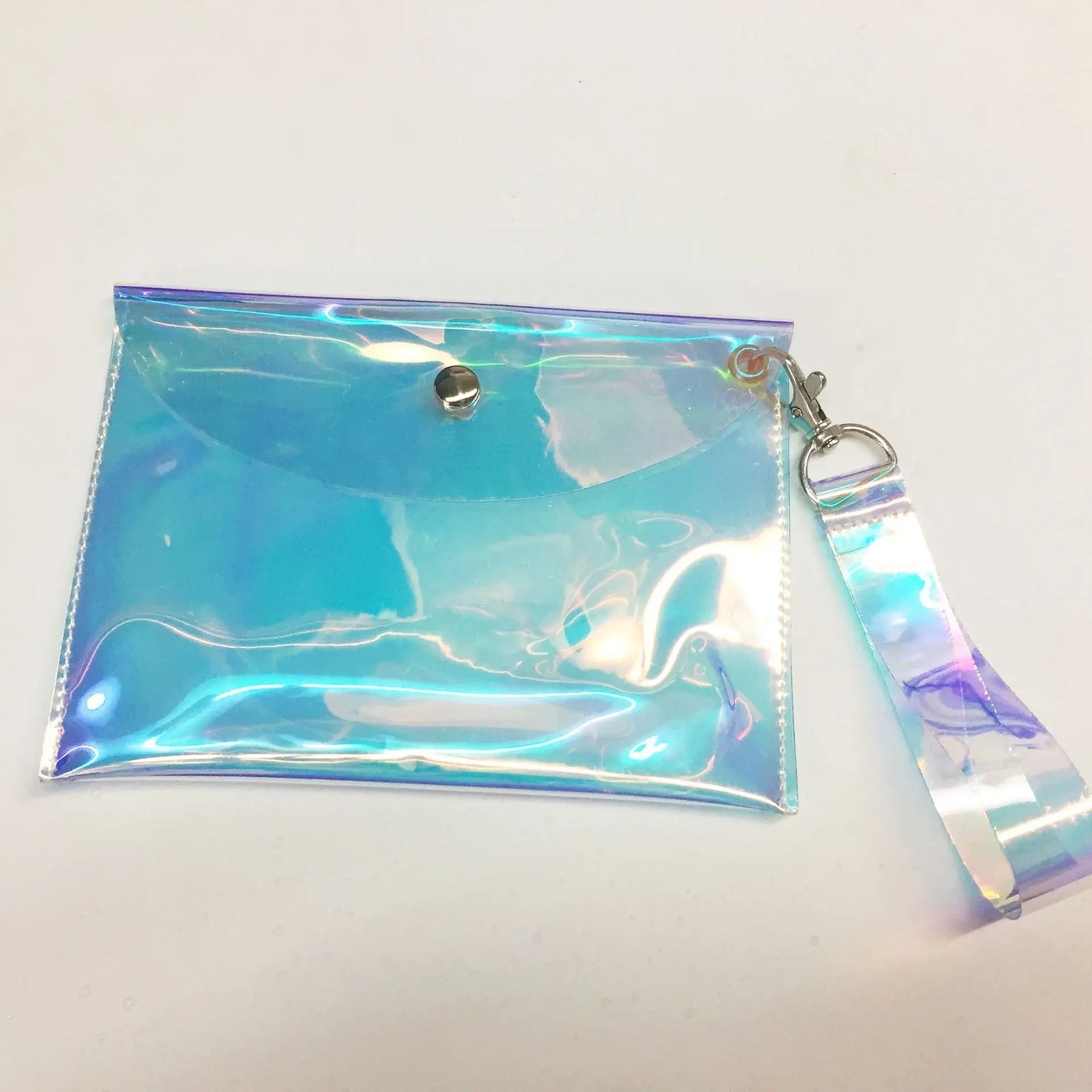 Reflective shopping Hologram Clear Transparent custom holographic plastic pvc holographic clutch bag