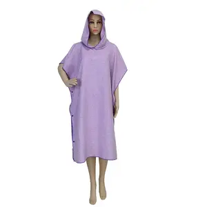 Super Absorbent Microfiber Surf Beach Poncho Dry Changing Robe With Soft Warm Hooded For Adult