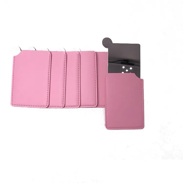 Wholesales Mini Makeup Hand Held Cosmetic Stainless Steel Leather Pocket Mirror