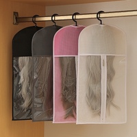 Sacs de rangement pour perruques à suspendre anti-poussière avec crochet pour plusieurs perruques et accessoires
