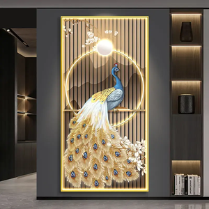 Huamiao Luxury <strong>Peacock</strong> Crystal Porcelain <strong>Painting</strong> Wall Art Decor Animal Glass <strong>Painting</strong> - Product Image 4