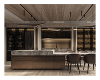 Meuble de cuisine îlot en MDF avec évier, design personnalisé, verre intelligent, conception gratuite