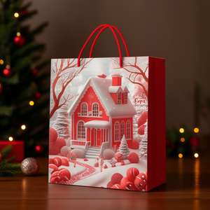 Sacchetto Regalo Grande in Lamina d'Oro Erpsl con Design Natalizio Rosso, 240 Pezzi per Scatola - Product Image 3