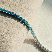 Bracelet de tennis dégradé en acier inoxydable 4 mm avec zircone cubique rose et bleu pour couples