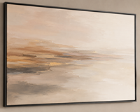 Toile abstraite panoramique minimaliste, paysage côtier beige neutre, texture, décoration murale pour hôtel de luxe, salon