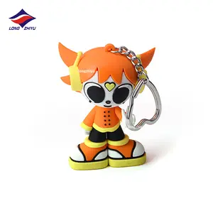 Longzhiyu 17 Years Keychain Manufacturer Custom 3D Cartoon PVC Keyrings Cute Frog Girl Bear Bee Soft Silicone Animal Keychains