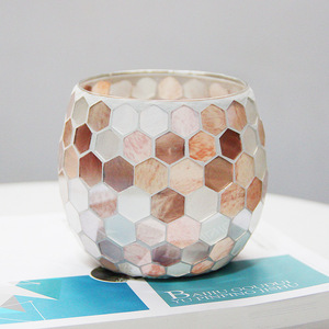 Portavelas de Vidrio Mosaico Redondos de 10.3 cm, Centro de Mesa, Portavelas Aromáticos de Vidrio Multicolor, Vasos para Velas - Product Image 4