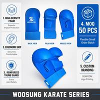 Gants de karaté professionnels Woosung, protège-mains bleus et rouges, pour entraînement et sparring, adultes et jeunes.
