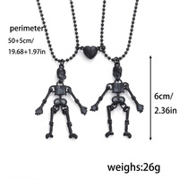 Collier de couple style Dark Wind, avec pendentif main fantôme et crâne lumineux pour Halloween