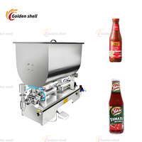 Enkele Kop Pneumatische Horizontale Pasta Vloeibare Mixer Vulmachine Dual Use Voor Pepersaus Honingsaus Voor Fruitgroente