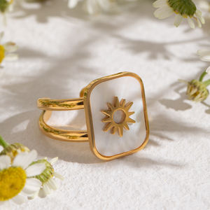 जे एंड डी शरद ऋतु सर्दियों विंटेज 18k सोने की प्लेटेड स्टेनलेस स्टील सफेद शेल सूरज - Product Image 5