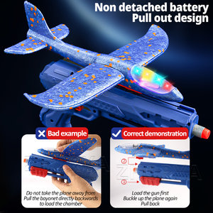 Zhorya Trẻ Em Ngoài Trời Đồ Chơi 2 Trong 1 Bay Trượt Máy Bay Bọt Máy Bay Launcher Đồ Chơi Catapult Máy Bay Súng Với Mềm Đạn - Product Image 2