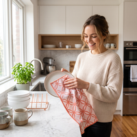 Essuie-tout en microfibre gaufrée personnalisé avec étiquette de marque, impression double face, 350-390 GSM, 45x45-45x70 cm, MOQ 100 pièces, séchage rapide