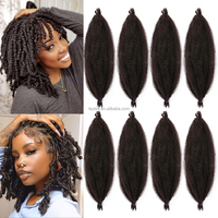 Gros Cheveux à Tresser Marley Bouclés Crépus Pré-Gonflés 16 et 24 Pouces, Extensions de Cheveux Crochet Afro Twist Pré-Séparées et Ressortantes