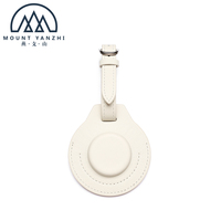 Porte-clés rond en cuir véritable anti-perte Mount Yanzhi avec logo personnalisé gravé, accessoire cadeau écologique