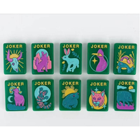 Jeu de Mahjong américain en acrylique vert émeraude, 160 tuiles, thème faune sauvage : Cactus du désert, Serpent à sonnette, Fleurs sauvages