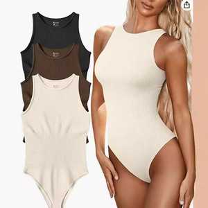 Bodysuits sexys sin mangas con cuello redondo para mujer, faja moldeadora, top tipo corsé, control de abdomen, reductor de cintura - Product Image 2