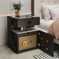 Table de chevet intelligente avec coffre-fort dissimulé, chargeur sans fil, lumière LED, mobilier de chambre moderne