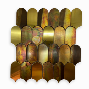 Top qualité irrégulière Antique Surface or laiton métal mosaïque carrelage pour mur intérieur sol <span class=keywords><strong>fond</strong></span> décor maison hôtel Villa - Product Image 4