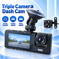 DREAMKACHER Caméra embarquée 2MP avec écran rétroviseur 2-3 pouces, enregistreur double canal Full HD 1080P, capteur G intégré, prise en charge carte TF, 170°