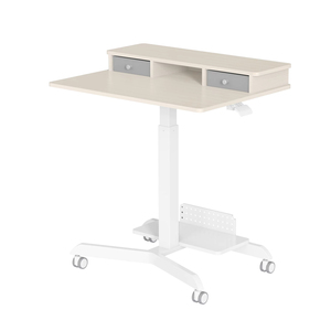 Escritorio para portátil con altura ajustable de estilo moderno, escritorio móvil para oficina con chasis y cajones dobles - Product Image 1