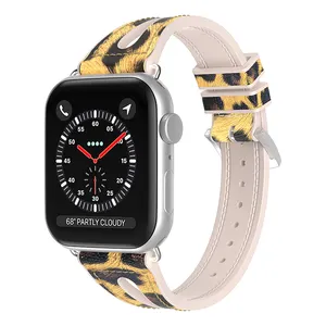 Ersatz Smart Strap Stretchy Leopard Pattern Print Wasser tropfen Silikon Leder Uhren armbänder für Apple für Iwatch 3/4/5/6/SE