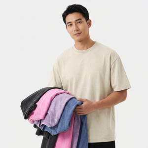 เสื้อยืดแฟชั่นยอดนิยม ผ้าถักน้ำหนัก 230GSM ทรงโอเวอร์ไซส์ เนื้อนุ่ม 100% ผ้าฝ้าย ลำลอง ใส่ได้ทั้งชายและหญิง สีพื้นเรียบ แบบวินเทจ ล้างสีแบบแอซิดวอช สำหรับผู้ชาย - Product Image 2