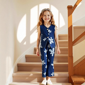 เสื้อกั๊กแขนกุดและกางเกงยีนส์ขายส่งสำหรับเด็ก ชุดเสื้อผ้าเด็กผู้หญิงทันสมัย อายุ 3-7 ปี - Product Image 6