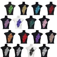 Applique florale en dentelle brodée de perles multicolores, cousue à la main, pour robes de mariée et robes de soirée