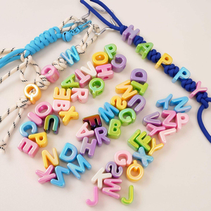 Cuentas de letras acrílicas iridiscentes en colores pastel, cuentas <span class=keywords><strong>del</strong></span> alfabeto A-Z con agujero grande para correas de bolsos <span class=keywords><strong>y</strong></span> pulseras DIY - Product Image 2